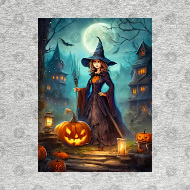 Halloween Scene - Witch by ArtFactoryAI